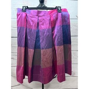 Kate Hill  Pink Pleated Midi Length Skirt  100% Silk Skirt‎ Size 10
